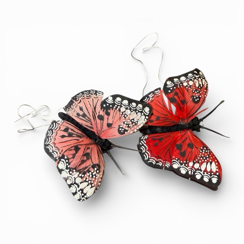 Vintage Handcrafted Feather Butterflies - Lot‎ of (2) - Use For Crafting